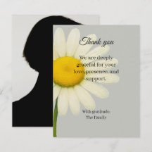Grey daisy funeral thank you card with photo