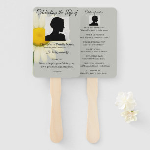 Grey daisy order of service hand fan