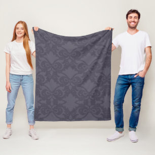 Grey Damask Bows Fleece Blanket