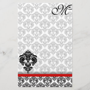 Grey Damask Monogram 100% Recycled Paper