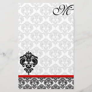 Grey Damask Monogram 100% Recycled Paper