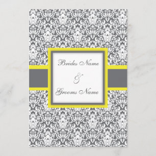 Grey Damask (yellow) Wedding Invitation