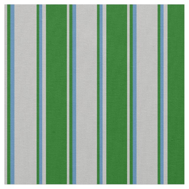 Grey, Dark Green & Blue Colored Pattern Fabric (Close Up)