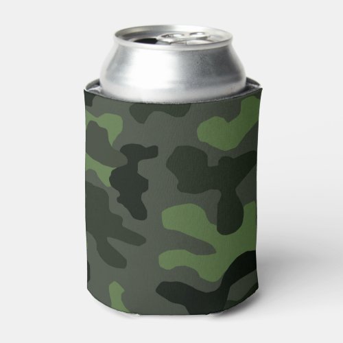 Grey dark green camouflage no14 print can cooler