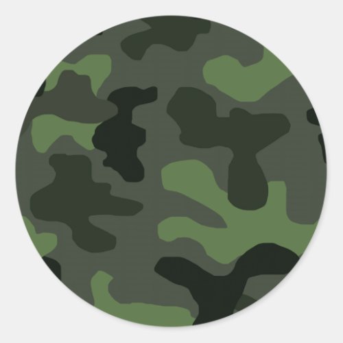 Grey dark green camouflage no14 print  classic round sticker
