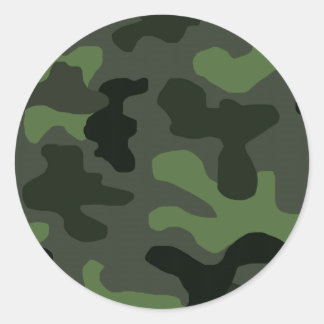 Grey dark green camouflage no.14 print classic round sticker
