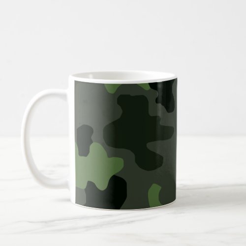 Grey dark green camouflage no14 print coffee mug