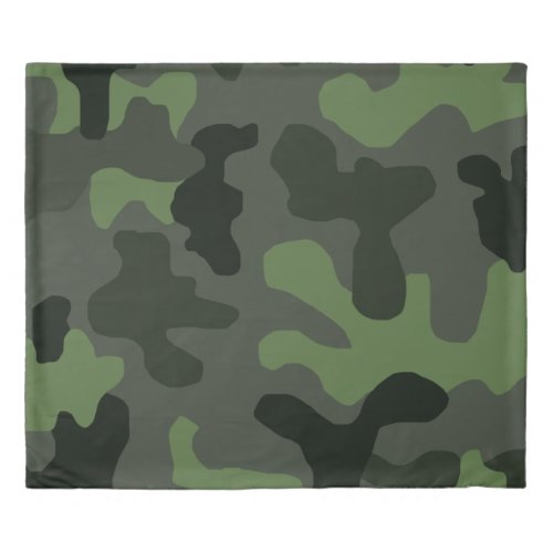 Grey dark green camouflage no14 print  duvet cover