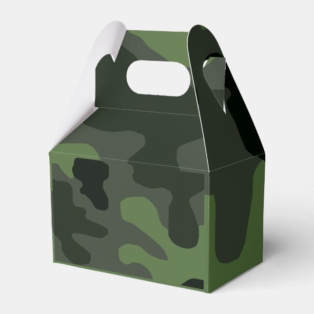 Grey dark green camouflage no.14 print favor boxes (Front Side)