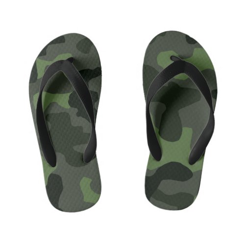 Grey dark green camouflage no14 print  kids flip flops