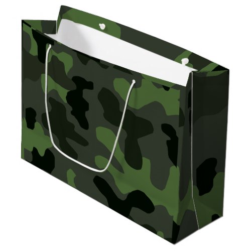 Grey dark green camouflage no14 print  large gift bag