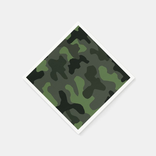 Grey dark green camouflage no.14 print  napkins (Corner)