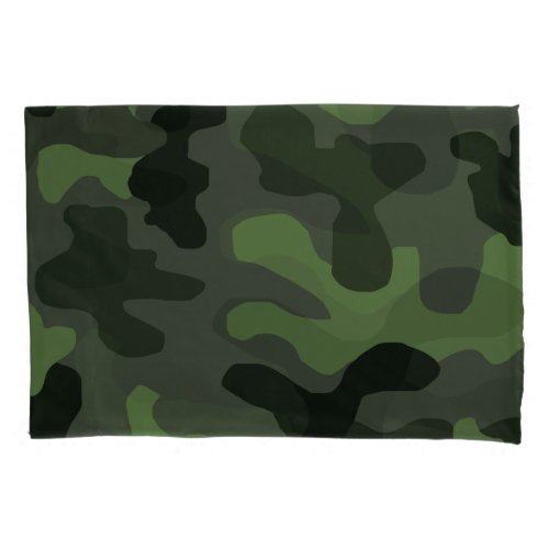 Grey dark green camouflage no14 print  pillow case