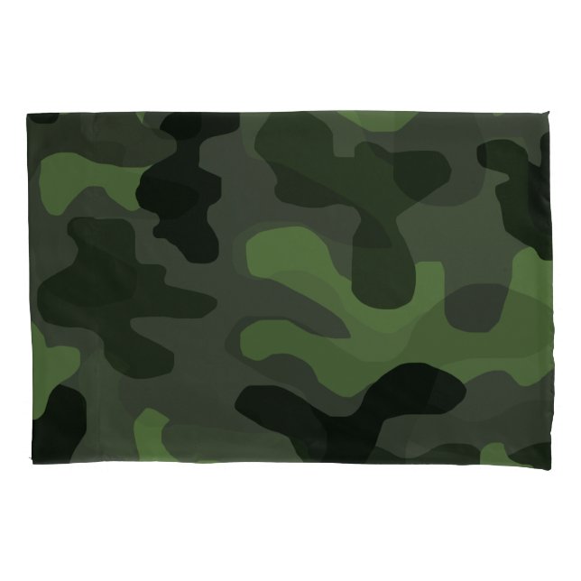 Grey dark green camouflage no.14 print  pillow case (Front)
