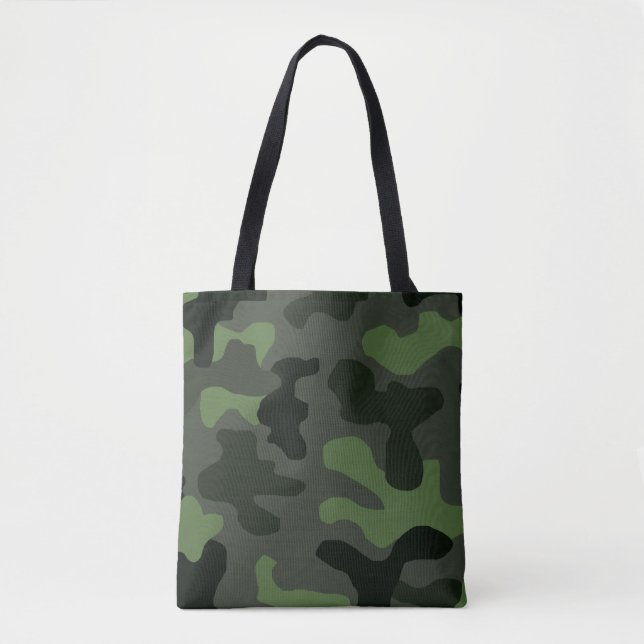 Grey dark green camouflage no.14 print  tote bag (Front)