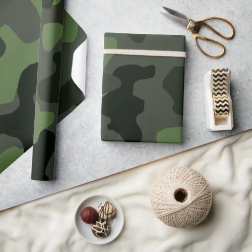 Grey dark green camouflage no14 print  wrapping paper