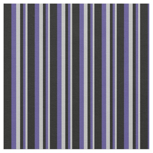 Grey, Dark Slate Blue & Black Stripes Fabric