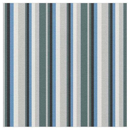 Grey, Dark Slate Gray, Black, Blue & Light Cyan Fabric