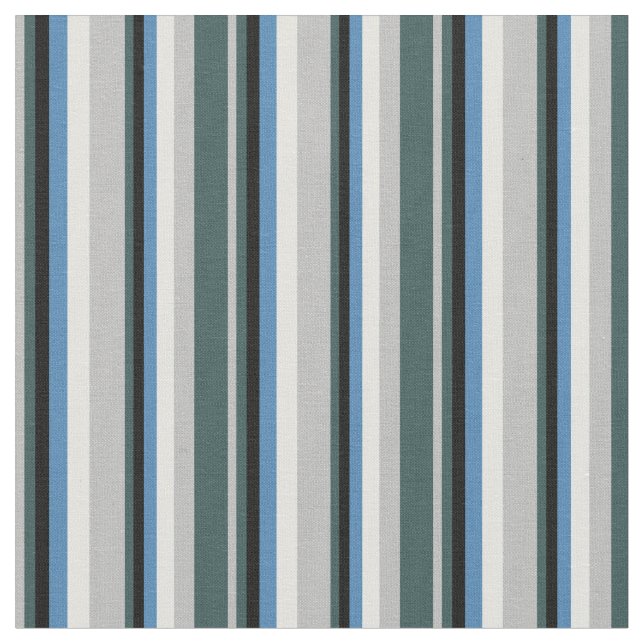Grey, Dark Slate Gray, Black, Blue & Light Cyan Fabric (Close Up)