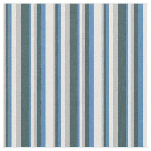 Grey, Dark Slate Gray, Blue, and Mint Cream Lines Fabric