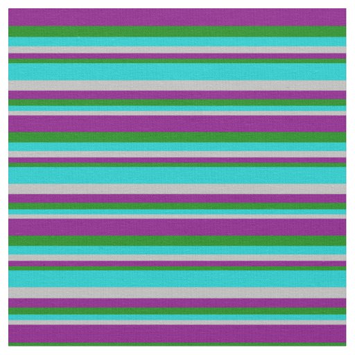 Grey, Dark Turquoise, Green & Purple Lines Fabric