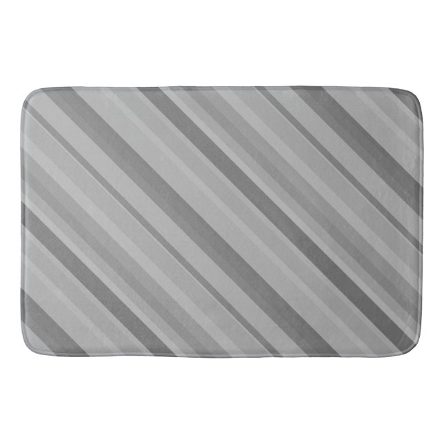 Grey diagonal stripes bathroom mat (Front)