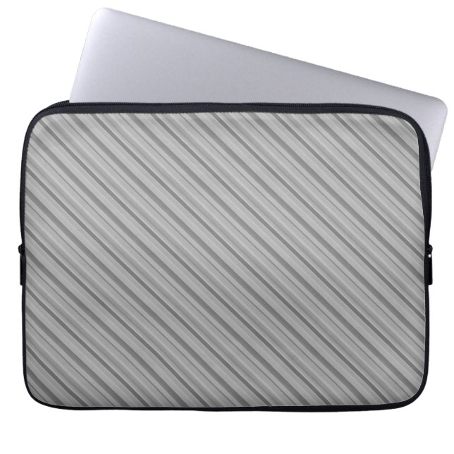 Grey diagonal stripes laptop sleeve (Front)