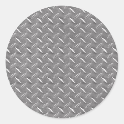 Grey Diamond Plate Classic Round Sticker
