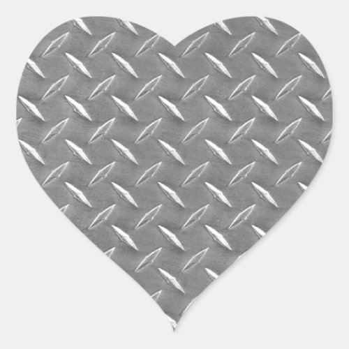 Grey Diamond Plate Heart Sticker