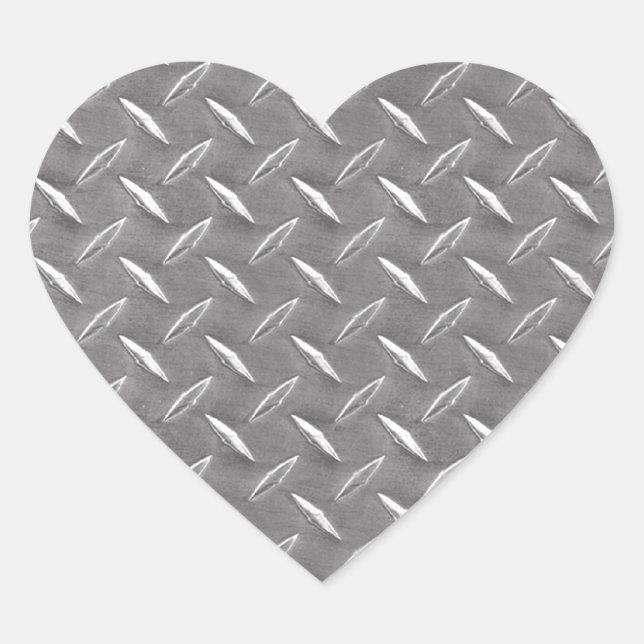 Grey Diamond Plate Heart Sticker (Front)