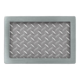 Grey Diamond Plate Rectangular Belt Buckle
