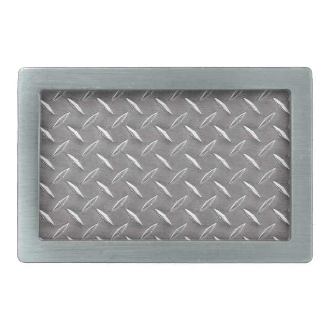 Grey Diamond Plate Rectangular Belt Buckle (Front)