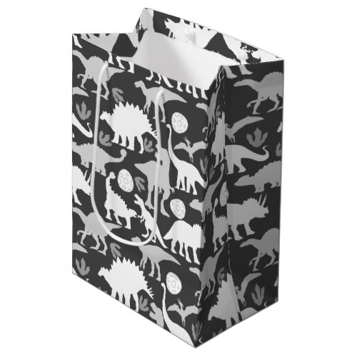 Grey Dino Pattern D Grey BG Medium Gift Bag