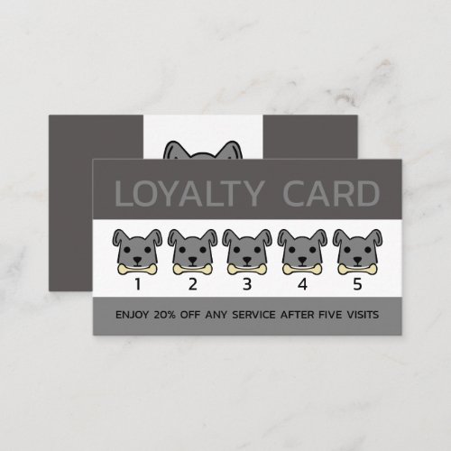 Grey Dog Dog Trainer Business Loyalty Card