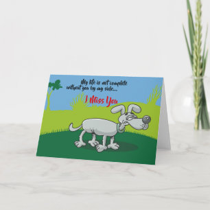 Grey Dog Lonley I Miss You Card