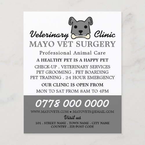 Grey Dog Veterinarian Veterinary Service Flyer