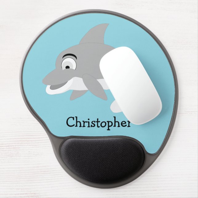 Grey Dolphin Design Gel Mouse Pad (Left Side)