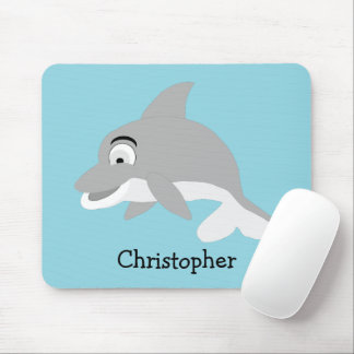 Grey Dolphin Design Mouse Pad