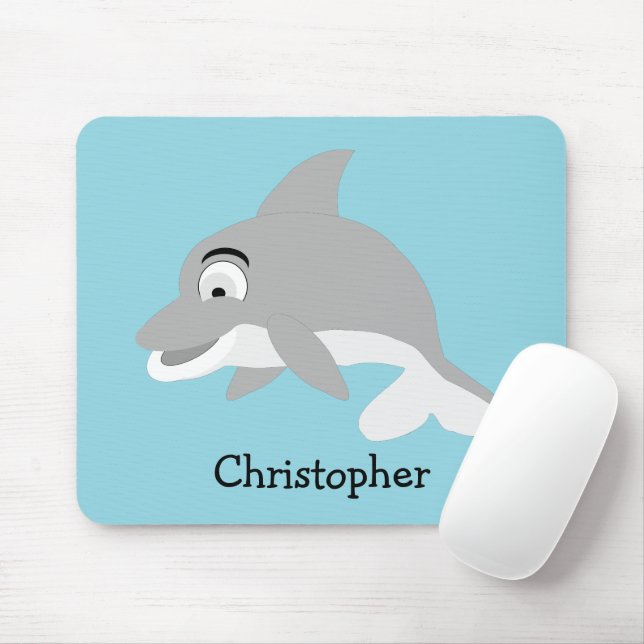 Grey Dolphin Design Mouse Pad (With Mouse)