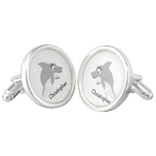 Grey Dolphin Design Personalised Cufflinks