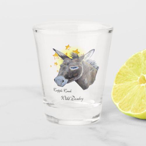Grey Donkey from Cripple Creek is a Star     Shot Glass