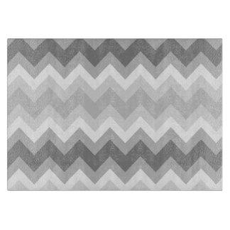 Grey Double Chevron Glass Cutting Board