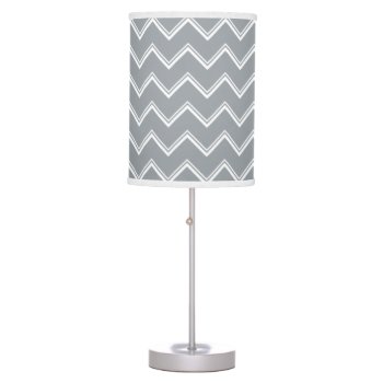 Grey Double Chevron Pattern Table Lamp by mariannegilliand at Zazzle