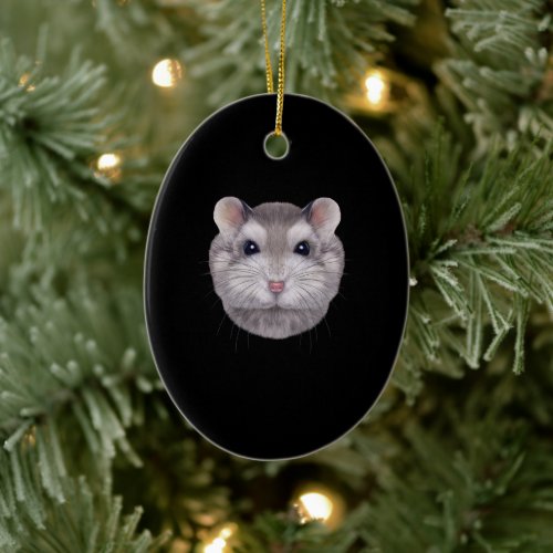 Grey Dwarf Hamster Face Ceramic Ornament