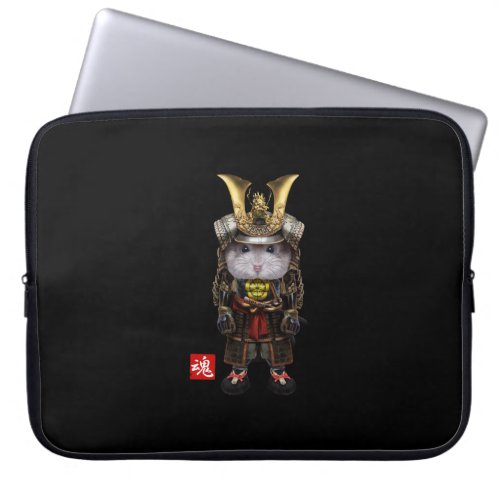 Grey Dwarf Hamster in Full Japanese Samurai Laptop Sleeve