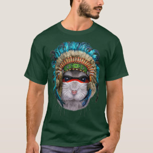 Grey Dwarf Hamster wearing Native American T-Shirt