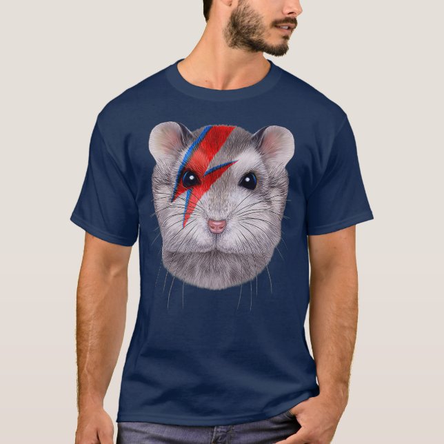 Grey Dwarf Hamster with Red Lightning Bolt on T-Shirt (Front)