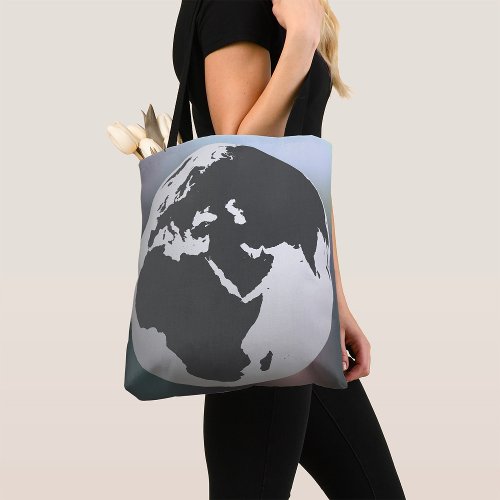 Grey Earth Globe Tote Bag