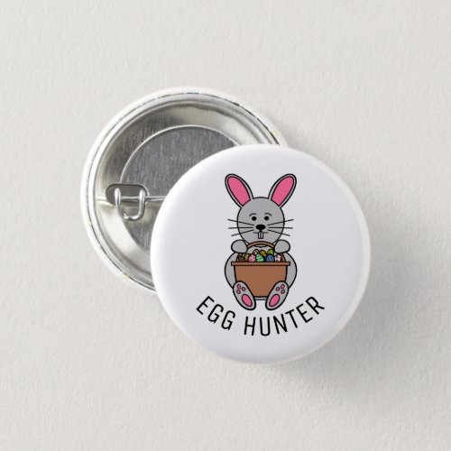 Grey Easter Bunny Egg Hunter Button