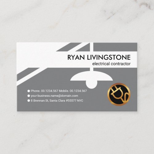 Grey Electrical Light Bulb Switch Electrician Business Card